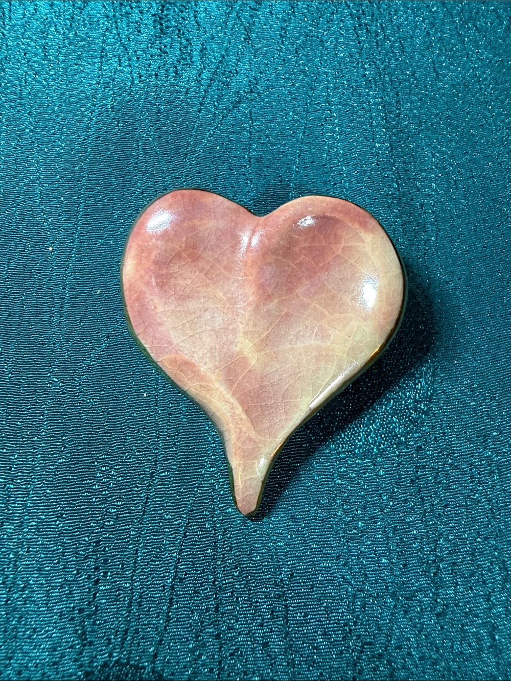 Handmade Pink Heart Ceramic brooch